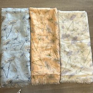 Lot of 3 Rampage Floral Scarfs w/Rings (Light Pink/Light Blue/ White)